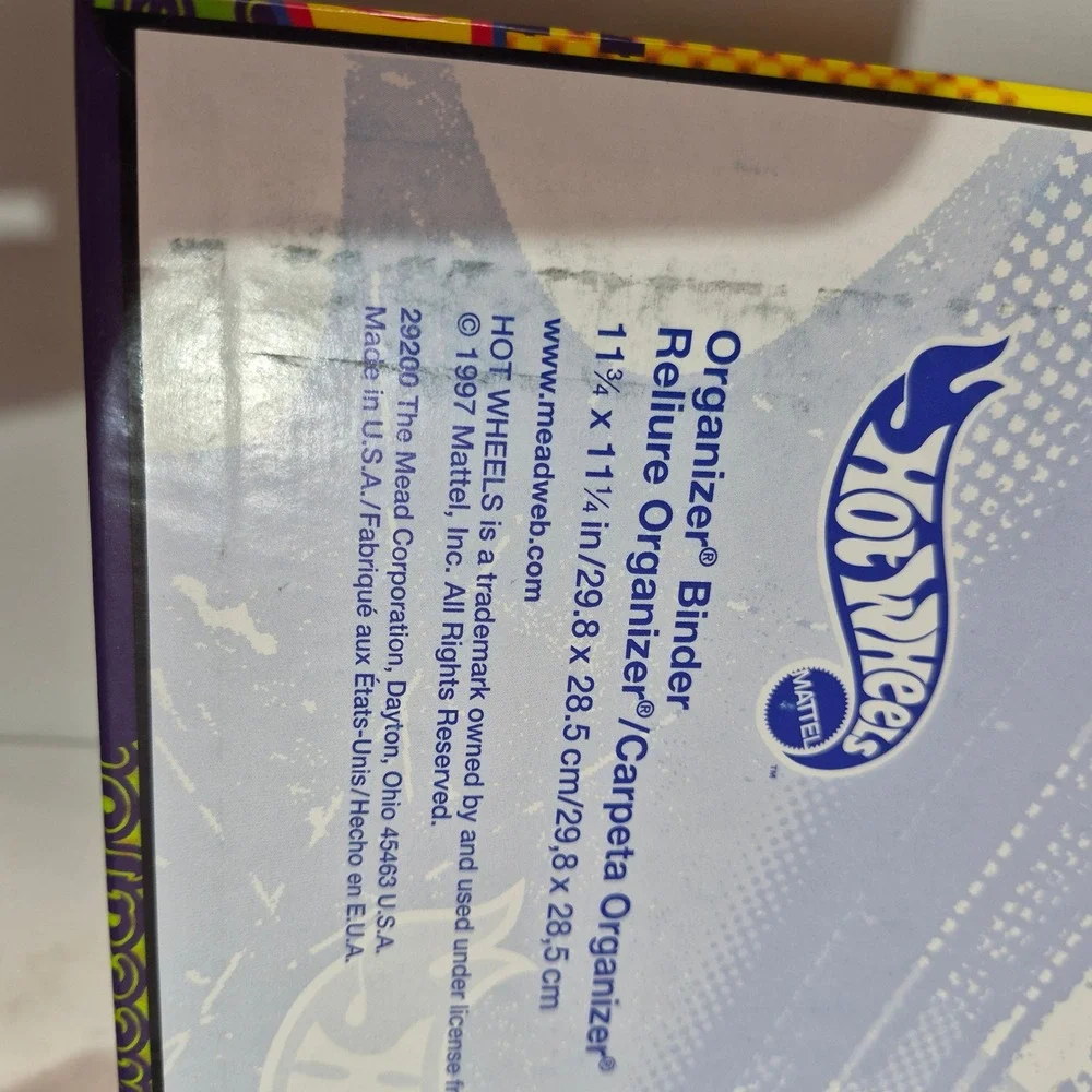 Vintage 1997 Mead Hot Wheels‎ Organizer Binder 1.5 Inch 3-Ring 29200 Mattel 90s